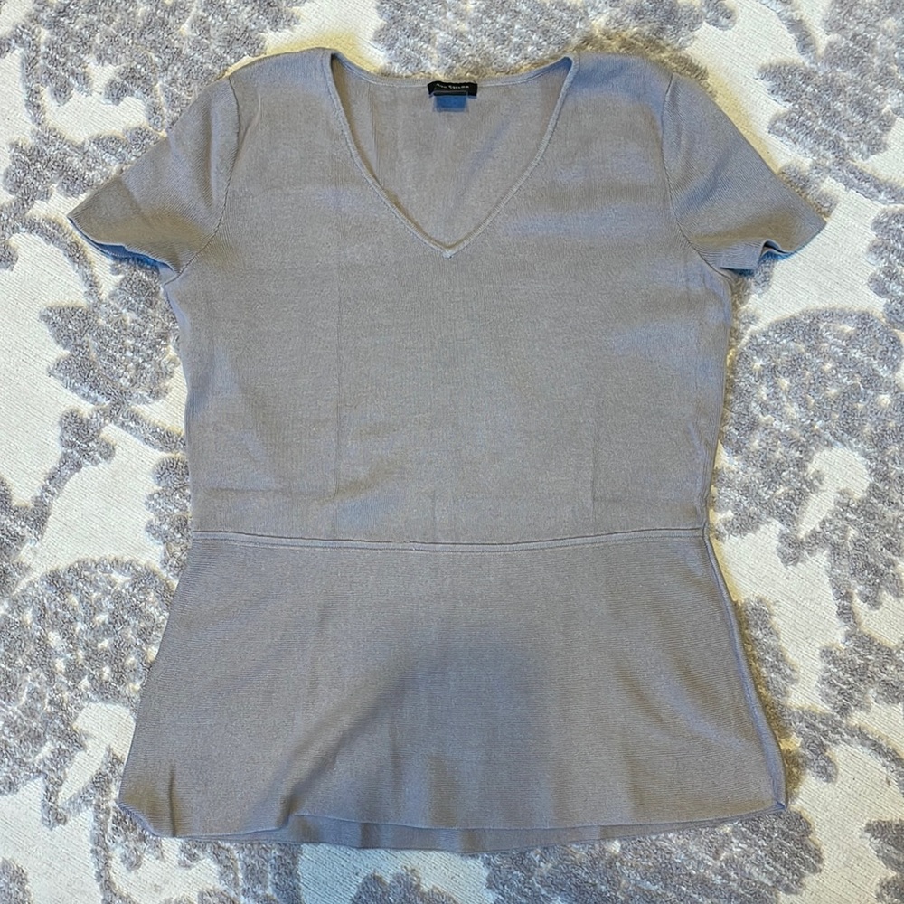 Ann Taylor Sweater Peplum V Neck Top